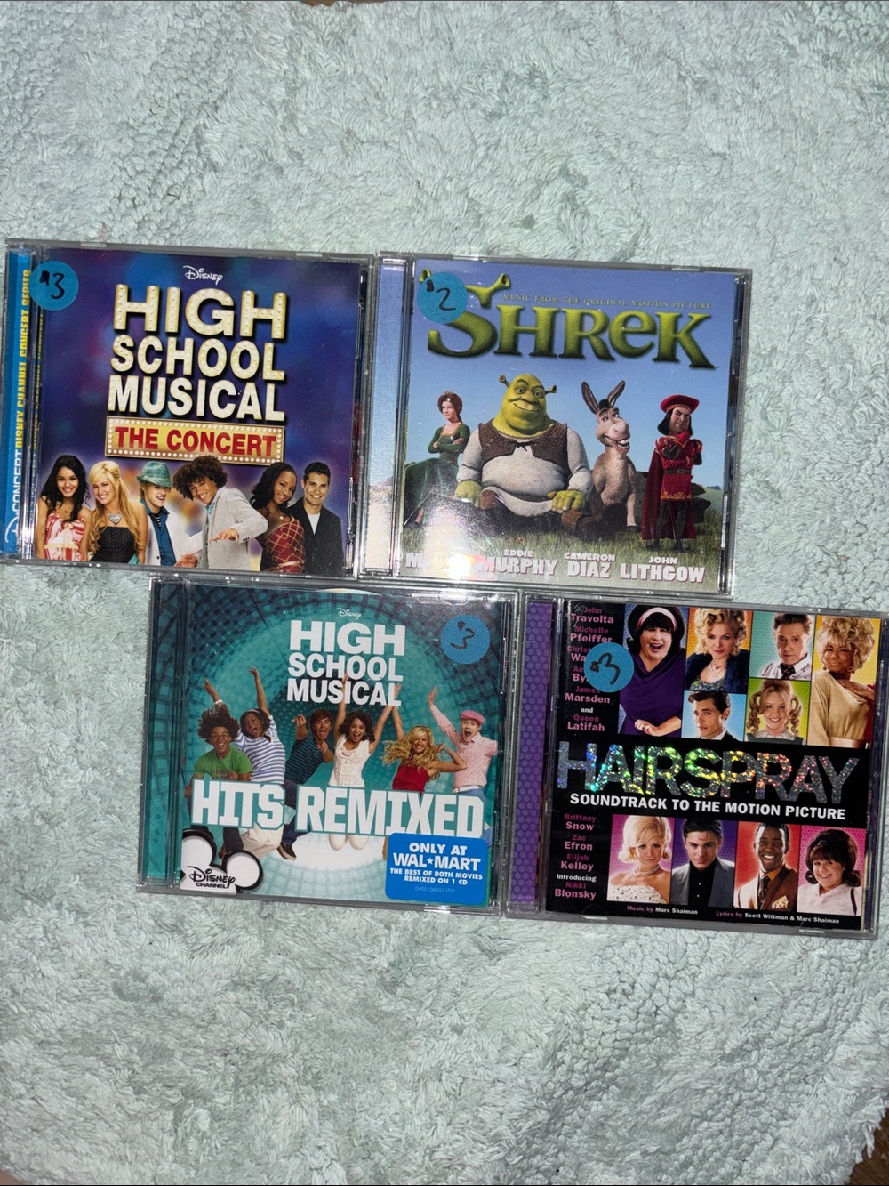4 CDS Motion Picture Sound Tracks: Shrek, Hairspray, High School Musical